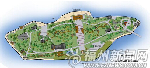 江心公園景觀總平面圖。