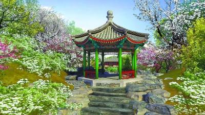 景點現狀與數字還原景觀對比。上圖為數字還原之鏤月開云——六角亭。下圖為鏤月開云現狀。