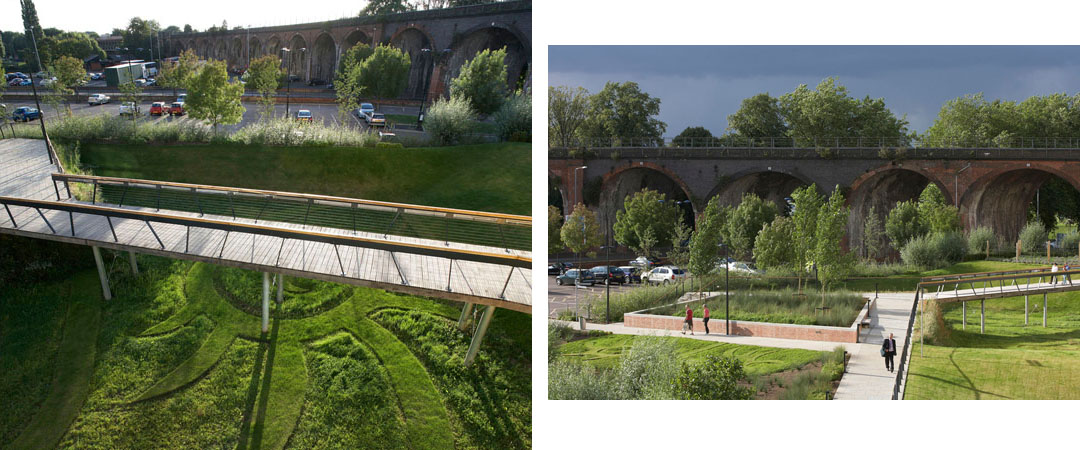 英國伍斯特大學蜂巢圖書館雨水花園景觀設計